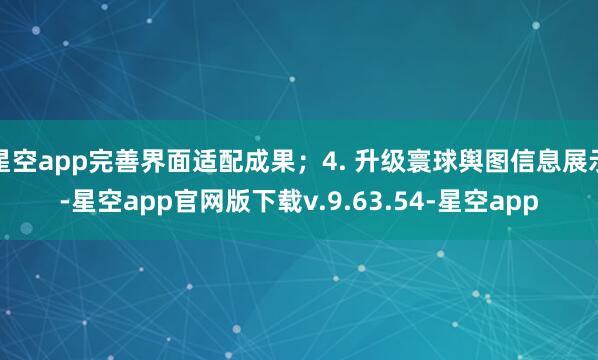 星空app完善界面适配成果；4. 升级寰球舆图信息展示-星空app官网版下载v.9.63.54-星空app